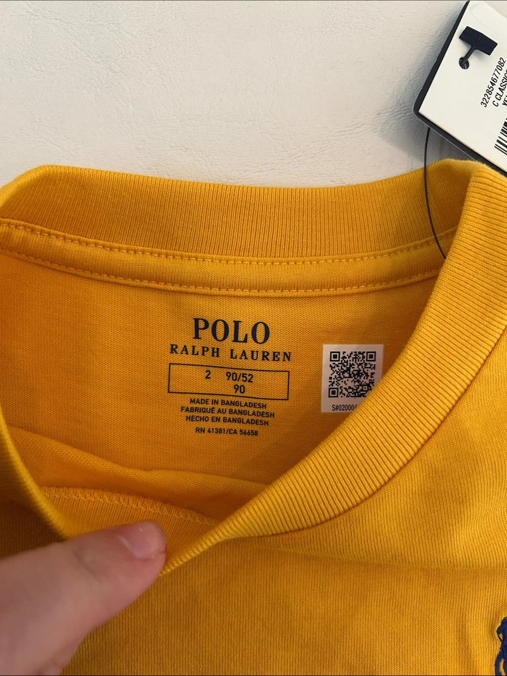 Ralph Lauren Long-Sleeve Crewneck Tee - Yellow with Navy Logo